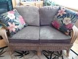 WICKER LOVESEAT WITH CUSHIONS