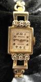 Beautiful Gruen Veri-Thin 14kt Gold Watch with 6 Diamonds on a Speidel Stretch Band