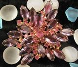 Vintage Pink Crystal Pronged 2.5" Broach
