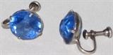 Vintage Sterling Screw Back Earrings with a Blue Stone