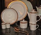 Sango "Georgetown" 8455 Serving Pieces: Chop Plate, Round Vegetable Bowl, Coffee Pot, Sugar & Creamer and Salt & Pepper Shakers