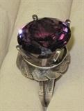 A Large Antique Amethyst Ruby Mounted in Sterling Silver