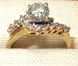Vintage 14K Gold 1+ Carats Diamond Wedding Set.