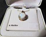 10K Gold Created Opal Pendant with Diamond Accent