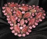 Vintage Pronged Pink Rhinestone Brooch