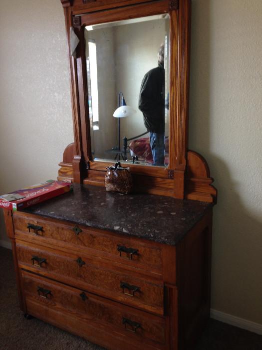 ANTIQUE MARBLE TOP DRESSER