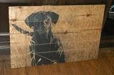 Black Lab on wood print