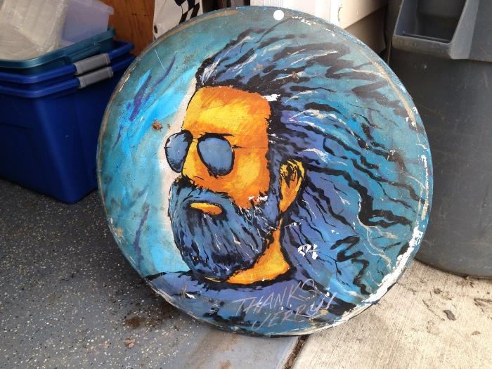 Round Painting of Jerry Garcia
