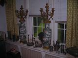 pewter and candelabras that are close to 40" tall
