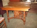 Ash 1800's ornate Eastlake carved Harvest table with 5 extra leaves in great preserved condition.