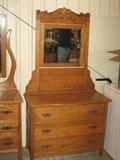 another Oak Dresser with 3 Drawers and beveled edge Mirror.
