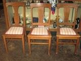 3 oak Slat back chairs.