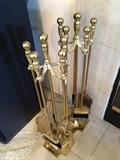 2 Brass fire place sets