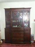 Early 20th Century Mahogany Secretary with Display Cabinet. (top "drawer" folds down to expose a desk w/gallery)