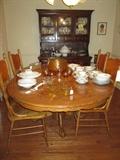 Pine hutch, oak table w/ 4 chairs
