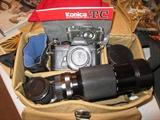 Vintage Konica TC Autoflex camera, extra zoom lens
