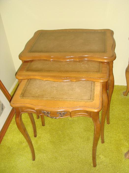 three nesting tables hammary leather top