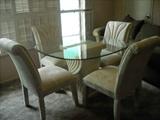 very nice round glass table & 4 parson chairs