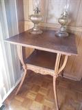 1800's Oak Occasional Table,Hand Carved