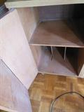 Opens up..nice storage,for records.top for stereo equpiment