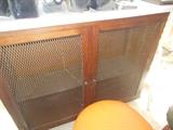 Vintage Soda Fountain cabinet in Pharmacy with Brass lattice trim..storage
