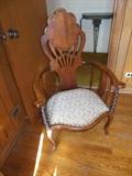 Gorgeous Antique Parlor Hand Carved with Corkscrew ornate curved arms,Queen ann legs Studded Spring Seat..great condition.