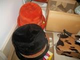 Vintage hats and cowhide purse