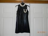 “Consortium” black and white dress with front metal zipper. Mock turtleneck.
Sleeveless. Fitted. Size 2.