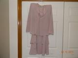 “Patra” Mother of the Bride Dress. Dusty Rose color with stains visible (as seen in picture.) Needs cleaning. Three ruffle layer dress.
