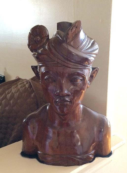 Koa wood bust from Hawaii