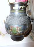 Japanense bronze enameled vase small with matching lamp
