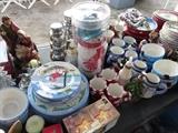 Christmas china "new" never used, matching linens etc  in a variety of styles