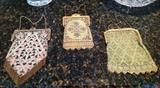 Antique metal mesh evening bags, makers names inside