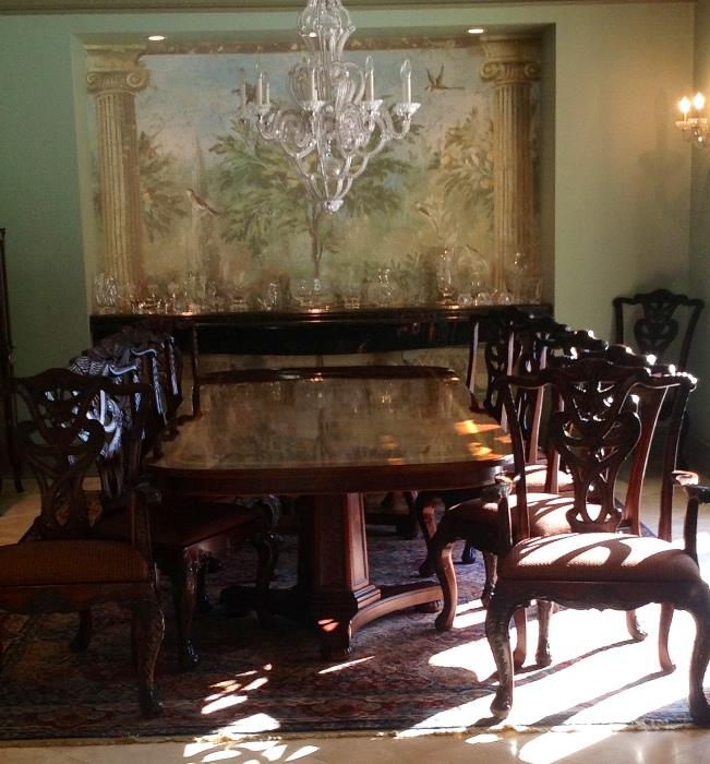 Henredon dining suite, ten chairs, two side chairs