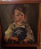 Unsigned oil/canvas of boy