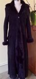 Ladies floor-length suede, fur-lined coat