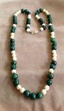 Antique jade, pearls necklace