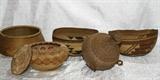 Chinese Basket; Native California Indian POMO Basket Hats; Piute Indian water Basket