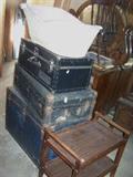 Assorted Steamer Trunks; Wicker Bassinet