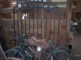 iron gate; bicycles