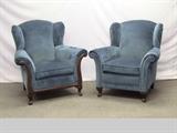 1936 King and Queen Upholstered Wing Backed Chairs
