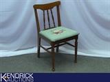 Wood Sewing Chair with Needle Point Cushion
