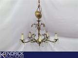 Early-Century Made in Spain Crystal and Brass Chandelier
