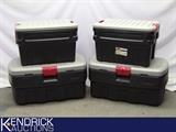 4 Large Rubbermaid Action Packer Lockable Sealing Storage Totes

