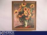 Large Wood Framed Original Oil Painting of Sunflower Bouquet by Fran Nelson &nbsp;

