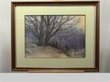 Wood Framed&nbsp;Original Watercolor of Snowy Landscape by Joan Tangren
