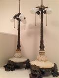 Pair Nestle Bronze & Marble lamps (Caldwell)
