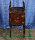 Antique Copper Lined Wood End Table