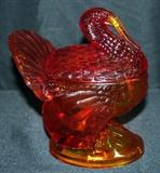 Red Carnival Glass Turkey Dish