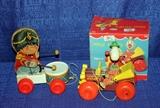 1965 Fisher Price #724 Jolly Jalopy Clown Car Pull Toy